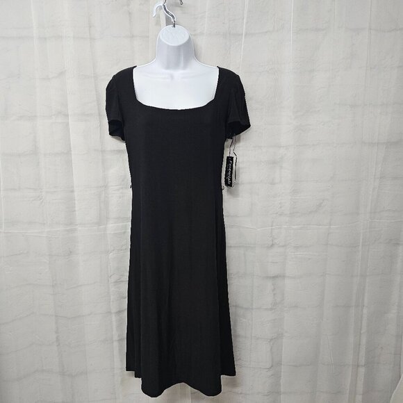 NWT Essentials A.B.S. Black Minimalist Goth Dress Shift Coquette M - Picture 1 of 13